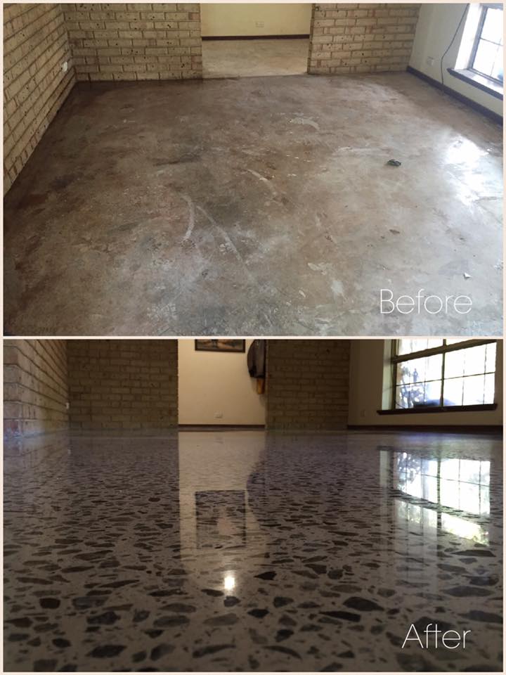 concrete floors changed to polished concrete