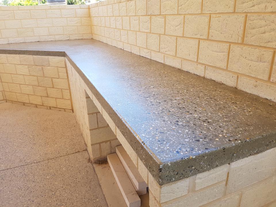 Outdoor polished concrete bench